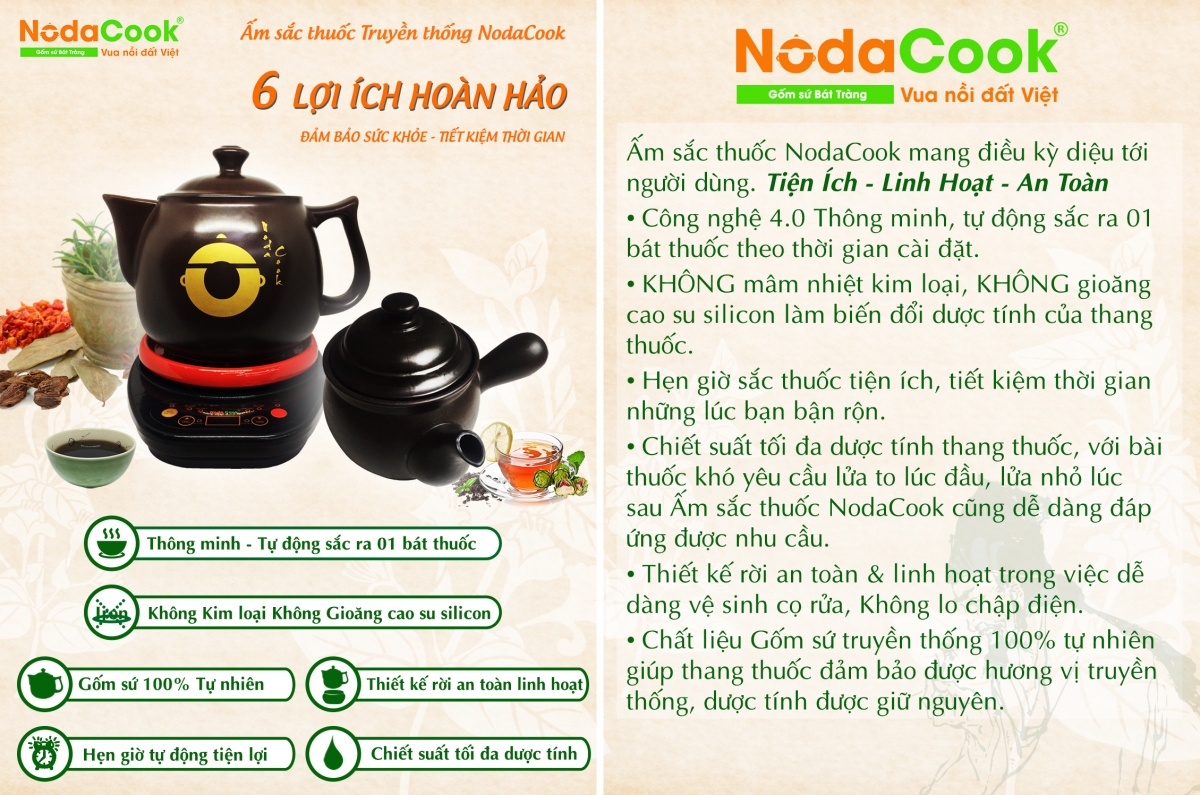6 lợi ích từ ấm sắc thuốc bắc bằng điện NodaCook