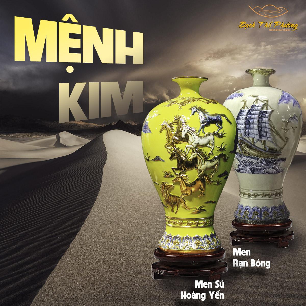 bình gốm phong thủy cho người mệnh kim