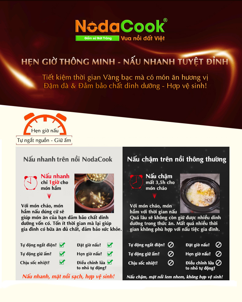 06 lí do dùng nồi nấu cháo nhanh NodaCook