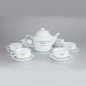 Bộ ấm chén sứ in logo Cty xây dựng Sông Ba (Trắng)
