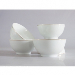 Bộ 05 bát tô sứ vẽ chỉ vàng kim Phi 16&18cm (Trắng)