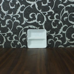 Đĩa muối bằng sứ hai ngăn (Trắng)