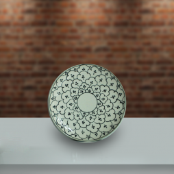 Đĩa tròn men xenh đồng vẽ bèo phi 16