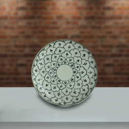 Đĩa tròn men xanh đồng vẽ bèo phi 22