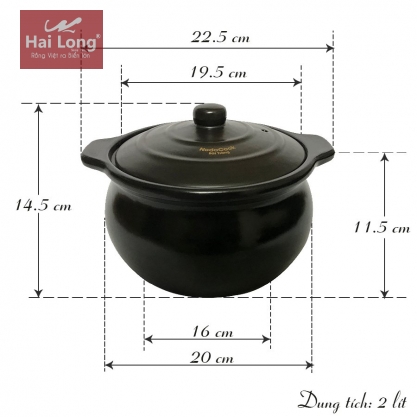nồi đất men đen 2 lít