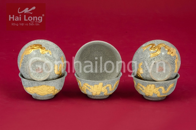 Bát cơm cúng đồ thờ cúng Bát Tràng men rạn dát vàng