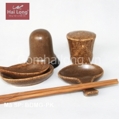 Bộ gia vị bằng sứ cao cấp Bát Tràng kiểu dáng Nhật Bản (Da lươn)