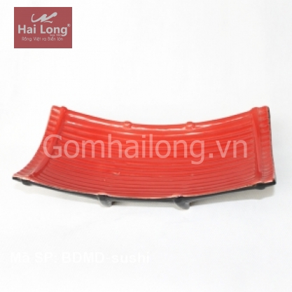 Khay sứ để Sushi kiểu dáng Nhật Bản (Đỏ)