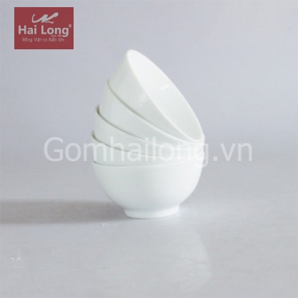 Bộ 5 bát cơm bằng sứ cao cấp Bát Tràng (Trắng)