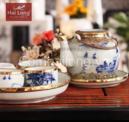 ấm chén pha trà gốm sứ Hải Long Bát Tràng