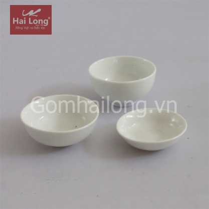 Bộ 03 bát đĩa gia vị bát nước chấm cho gia đình (Trắng)