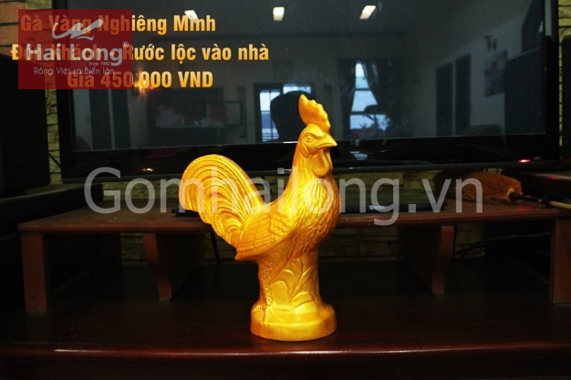 Tượng gốm sứ Gà vàng Đón khách
