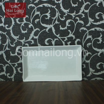 Khay sứ chữ nhật cỡ số 3 (Trắng)