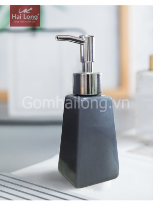 Lọ đựng nước rửa tay bằng sứ tráng men - hình thang - ghi xám