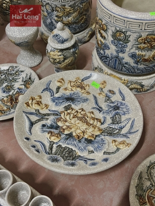 đĩa thờ men rạn