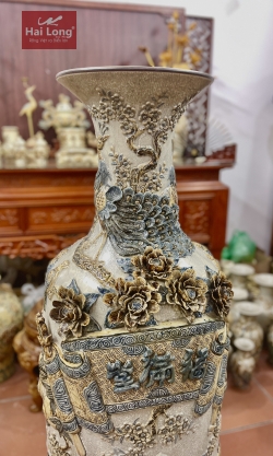 Lộc bình gốm men rạn Bát Tràng