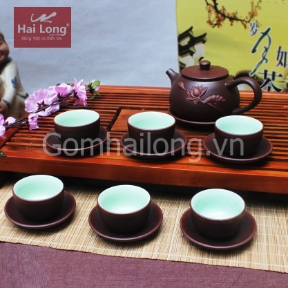 ấm trà tử sa gốm sứ Hải Long Bát Tràng