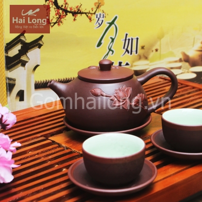 ấm trà tử sa gốm sứ Hải Long Bát Tràng