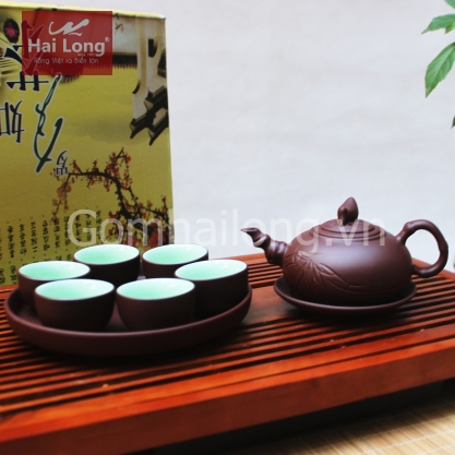 ấm trà tử sa gốm sứ Hải Long Bát Tràng